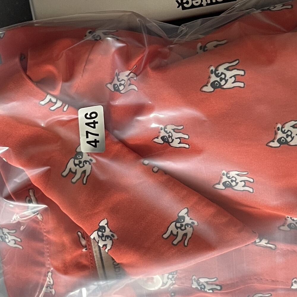 Abercrombie Fitch French Bulldog Top Womens Small Orange Button Up Blouse - Picture 14 of 14